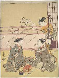 Young Women Playing Kitsune-ken