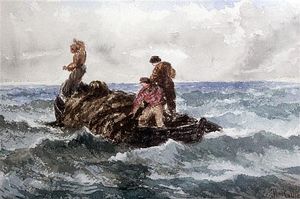 Pescadores en pescadores de alta mar En el mar