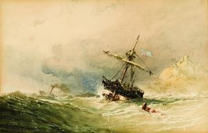 Distressed Ship In A Stormy Sea