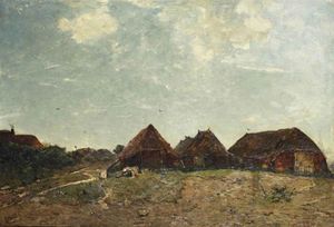A Sunlit Landscape With Several Sheepfolds