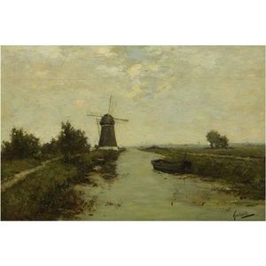 a moulin à vent dans un `polder` paysage