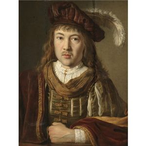 A Portrait Of A Young Man In A Velvet Coat And Plumed Hat