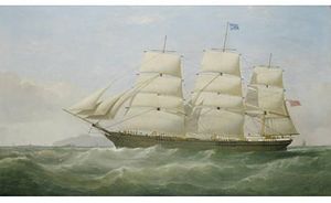 The Fully-rigged Ship Inkerman Off The South Stack Lighthouse