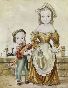 Two Children Carrying Bread And Milk