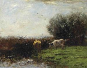Cows In Dutch Polder Landscape