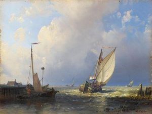 Fishermen Off To Sea By The Dutch Coast
