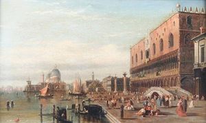 vista de la gran canal , Venecia con el Doge's palacio y de santa maria della salute
