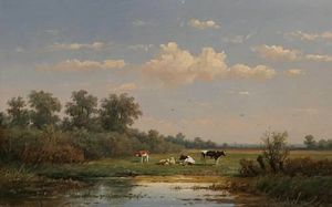 A Dutch Pasturage With Cattle