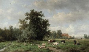 牛在一个夏天景观