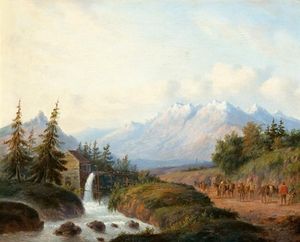 A Mountain Landscape With A Watermill