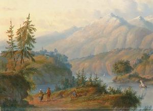 Figures In An Alpine Landscape
