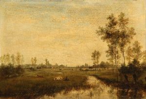 Cattle Resting In A Flemish River Landscape