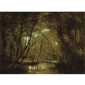 Wooded Riverscape With Figures