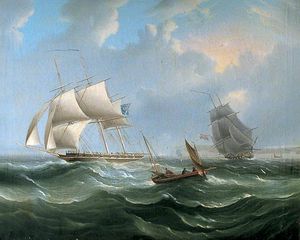 Mare In Tempesta scena  con  la vela  navi