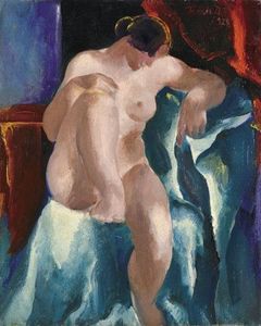 Nude In Front Of A Red Lambrequin