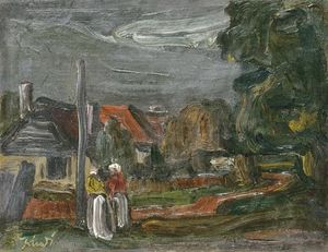 Two Figures In Nightly Landscape