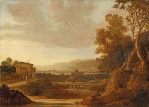 Southern River Landscape With Bridges And Shepherds
