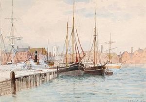 Thames Barcazas Amarrado