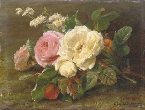 A Bunch Of Pink And White Roses
