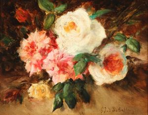 Still Life Of Pink And White Roses
