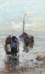 Fischerfrauen am Strand von Katwijk