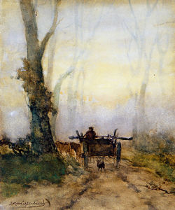 Man On A Cart In The Wood
