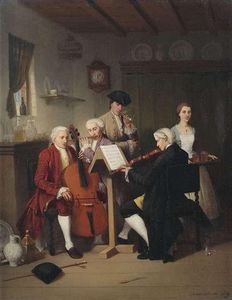 A Trio Making Music In A Sitting Room
