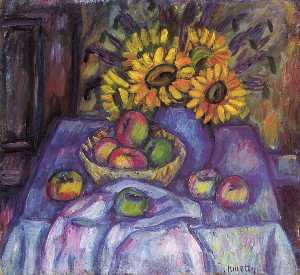 Still-life With Apples And Sunflowers