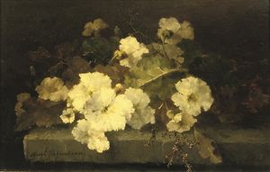 Still Life With Primroses On A Stone Ledge