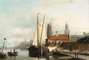 A View Of A Town With Sailing