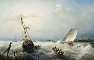 Sailing Vessels On A Choppy Sea