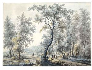 Wooded River Landscape With Travellers