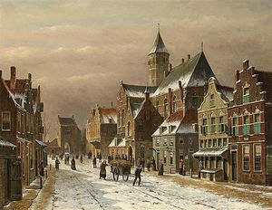 Un couvert de neige ville néerlandaise