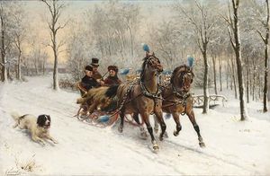 雪の中で乗馬ツアー