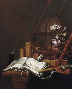 A Vanitas Still Life With An Illustrated Book