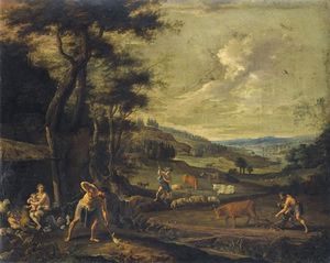 Family Of Cain And Abel Working The Land