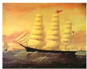 Portrait Of The Ship Cyrus Wakefield Flying An American Flag