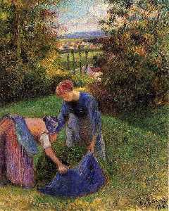 women gathering grass.