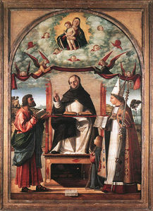 St Thomas in Glory between St Mark and St Louis of Toulouse
