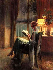 la lettura alla luce della lampada