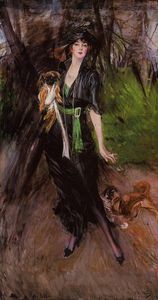 Portrait of a Lady Lina Bilitis with Two Pekinese