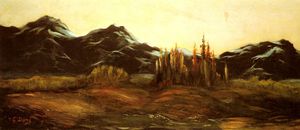 louis Gustave Doré paul christophe un paisaje montañoso con un globo