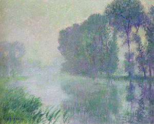 Durch die Eure River. Nachmittag Nebel Effect