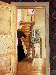 intérieur avec escalier  ensoleillé