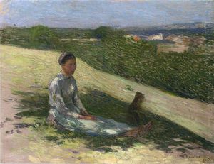 Young Peasant Girl and Her Dog