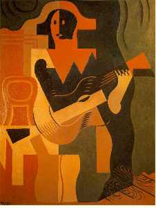 Harlequin with guitar - -