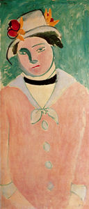 Marguerite au chapeau de roses Huile sur Toile Collection Particulière
