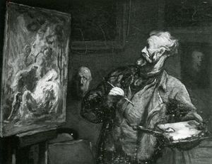 Le peintre à la mise au tombeau, huile sur panneau E painter with the setting with the tomb, oils on panel