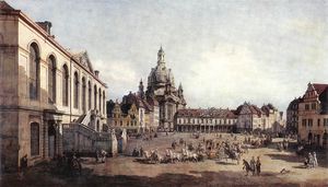 Dresden - Piazza del Mercato Nuovo a Dresda dal Judenhof