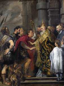 St Ambrose barring Theodosius from Milan Cathedral